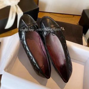 Luxury Designer Women's Shoes Flat Shoes Round Bow Ribbed Leather CC Ballet Shoes Casual Versatile Women's Shoes Plus Si