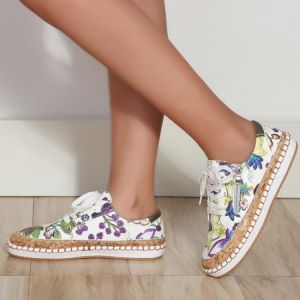 2021 Women Sneakers Elegant Floral Printed Lace Up Female Flat Shoes Fashion Round Toe Lady Vulcanized Shoes Women Casual Shoes