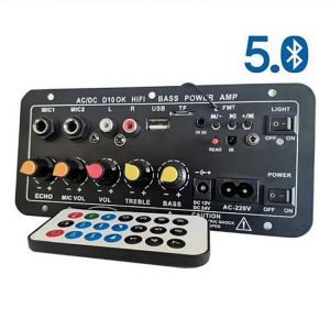 AC 220V 12v 24v Digital Bluetooth Stereo Amplifier Board Subwoofer Dual Microphone Karaoke Amplifiers For 8-12 Inch Speaker