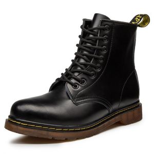 Coturno Women Leather shoes High Top Fashion Winter Warm Snow shoes Dr. Motorcycle Boots black Couple Unisex boots