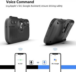 SUNITEC Handsfree Wireless Bluetooth Car Kits for Phone - Bluetooth 5.0 Speakerphone AUTO Power ON with Motion Sensor