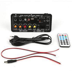 Auto Digital Bluetooth Stereo Amplifier Board AC 220V Support TF Card AUX Dual Micr Karaoke Amplifiers For 8-12 Inch Speakerb