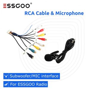 ESSGOO Android Radio RCA Output Wire Subwoofer MIC Interface 3.5mm Microphone Cable Universal Car Accessories