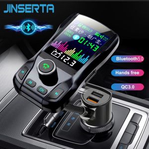 JINSERTA 1.8 Inch Colour Screen Car MP3 Music Player Bluetooth 5.0 Receiver FM Transmitter Aux Output 2 USB Charger for Phone