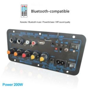 12V 24V Digital Bluetooth-compatible Stereo Amplifier Board Subwoofer Dual Microphone Karaoke Amplifiers For 8-12 Inch Speaker