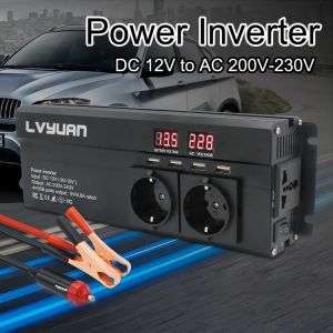 Car Inverter 6000W Peak DC 12V/24V To AC 220V  LED Display & EU Plug Power Inverter Volts Converter Charger Inversor Transform