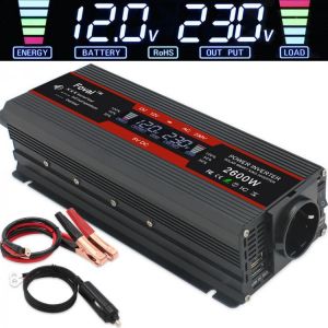 1500W/2000W/2600W power inverter Modified Sine Wave LCD display DC 12V to AC 220V Solar 2 USB car Transformer Convert EU socket