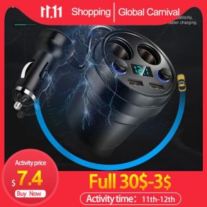 Car Charger 2 USB DC/5V 3.1A Cup Power Socket Adapter Cigarette Lighter Splitter Mobile Phone Chargers With Voltage LED Display