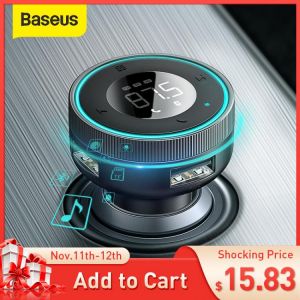 Baseus FM Transmitter Modulator Car Bluetooth 5.0 Handsfree Aux Adapter 3.4A Dual USB Car Charger MP3 Player Radio Transmitter