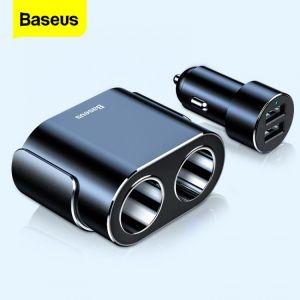Baseus Cigarette Lighter Splitter 12V Car Charger Dual USB 100W Power Adapter Socket for Auto Vehicle Cigar Jack Splitter in Car