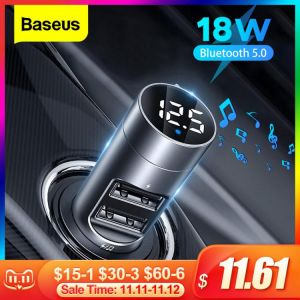 Baseus FM Transmitter Power Adapter Bluetooth-compatible Car Receiver 18W Radio Kit MP3 Player Handsfree Wireless FM Modulator