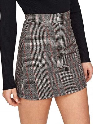 Floerns Women's Plaid High Waist Bodycon Mini Skirt
