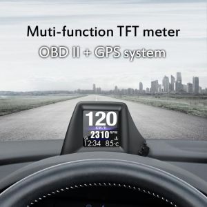 A401 HUD Head-Up Display OBD+GPS Dual System Smart Gauge Driving Stopwatch Speedometer Odometer Digital Meter Alarm System