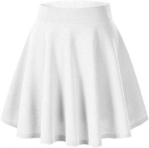 Afibi Casual Mini Stretch Waist Flared Plain Pleated Skater Skirt