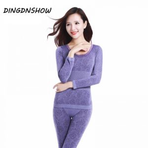 2021 Lace Thermal Underwear Sexy Ladies Clothes Winter Seamless Antibacterial Warm Intimates Print Long Johns Women Shaped Sets