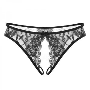 For Keeps Women Sexy Lingerie Thong Open Panties Crotch Lace T-back Bow Underwear Crotchless Pants Open Back Underpants Briefs