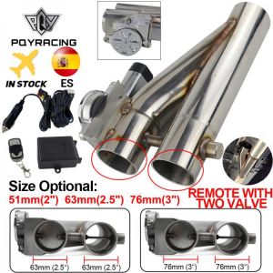 Universal 2" 2.25'' 2.5'' 3" Double Valve Electric Exhaust Cut Out Valve Exhaust Pipe Muffler Kit wi
