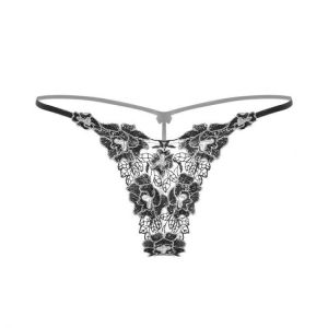 Girl's Fashion Sexy Underwear Sexy Underwear Embroidery Rose Thong Ladies Transparent T Pants Sexy Underwear Hollow Panties