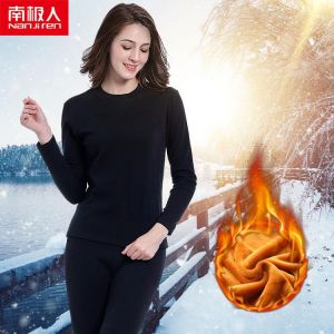 NANJIREN Women Brand Thermal Underwear Sets Warm Casual Underwear Cotton Long Johns Sets Female Golden Velvet Thermal Pajamas
