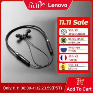 Lenovo Earphone Bluetooth5.0 Wireless Headset Magnetic Neckband Earphones IPX5 Waterproof Sport Earbud with Noise Cancelling Mic