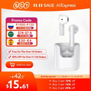QCY T12 smart wireless earphone semi in ear Bluetooth TWS headphone 13mm driver earbuds low latency headset with MIC HD call
