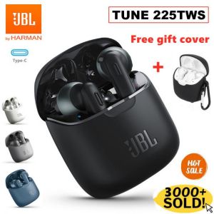 Original JBL TUNE 225TWS Wireless Bluetooth Earphones JBL T225TWS Stereo Earbuds Bass Sound Headset Mic Headphones + Free cover
