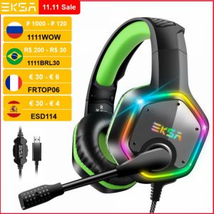 EKSA E1000 Gaming Headset 7.1 Surround Sound Wired Headset Gamer PC For PS4 with RGB Light Noise Cancelling Mic Gaming Headphone