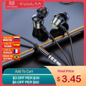 KUULAA Bass Sound Earphone In-Ear Sport Earphones with mic for xiaomi iPhone Samsung Headset fone de ouvido auriculares MP3