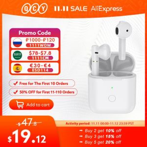 QCY T8S low latency east 65 ms game mode headphone wireless Bluetooth earbuds with  microphones HD call headset customizing APP