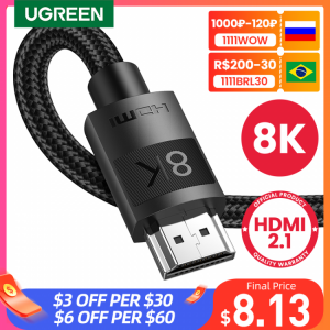 Ugreen HDMI 2.1 Cable Ultra High-speed 8K/60Hz 4K/120Hz for Xiaomi Mi Box PS5 HDMI Splitter Cable HDMI Dolby Vision 48Gbps HDMI