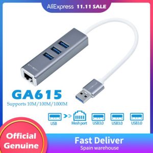 GTMEDIA USB 3.0 Ethernet 1000 Gigabit Ethernet Adapter RJ45 LAN Network Card with 3 USB 3.0 Port for Macbook Lenovo Raspberry