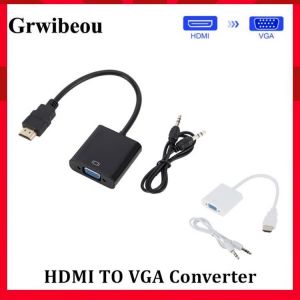 Grwibeou HDMI to VGA Adapter Cable Male To Female HDMI TO VGA Converter Adapter 1080P Digital to Analog Video Audio For Tablet