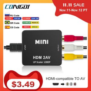 HDMI-compatible TO AV RCA CVSB L/R Video 1080P Scaler Adapter Converter Box HD Video Composite Adapter Support NTSC PAL Output