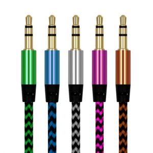 1m Nylon Aux Cable 3.5mm Plug Male To Male Jack Auto Car Audio Cable Kabel Line Cord For Computer Stereo Speakers Media Players