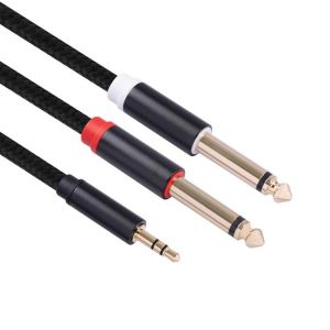 Audio Cable 3.5mm to Double 6.35mm Aux Cable Gold-plated Head Stereo Audio Cable 3.5 stereo to dual 6.35 mono Cable Adapter
