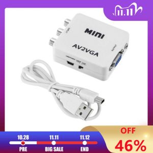 Mini HD AV2VGA Video Converter Box AV RCA CVBS to VGA Video HDTV Adapter With USB Data Transmission Line Video Converter