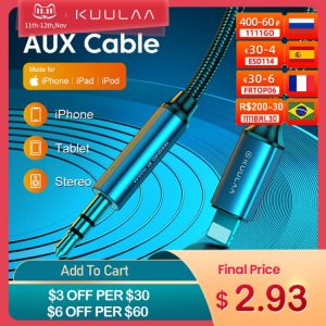 KUULAA Aux Cable For iPhone 13 12 11 Pro XS Max X XR 8 7 iPad IOS 3.5mm Jack Male Cable Car Converter Headphone Audio Adapter