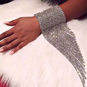 Fashion luxury long flow suede Rhinestone Bracelet women's handmade wedding party jewelry crystal bracelet wholesale and reta