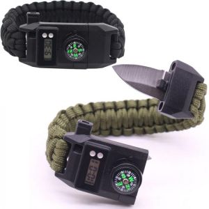 Outdoor Survival Multi-Function Men Watch Bracelets For Women Mountaineering Cycling Lifeline Rope Compass Whistle Emergency