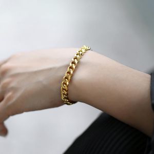 Men's Bracelet Homme Stainless Steel Cuban Link Chains Bracelets For Men Women Chain On Hand & Leg Accessories 3/5/7MM Je