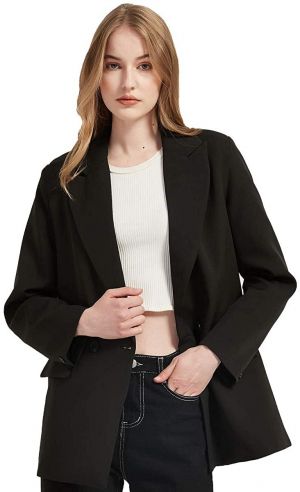 RZIV Women's Casual Long Sleeve Lapel Oversized Button Work Office Blazer Suit Jacket
