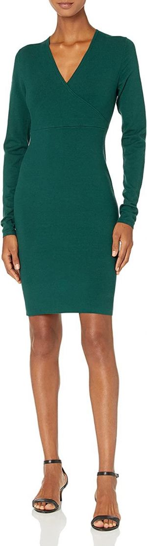 Lark & Ro Women's Long Sleeve Faux Wrap Sheath Dress