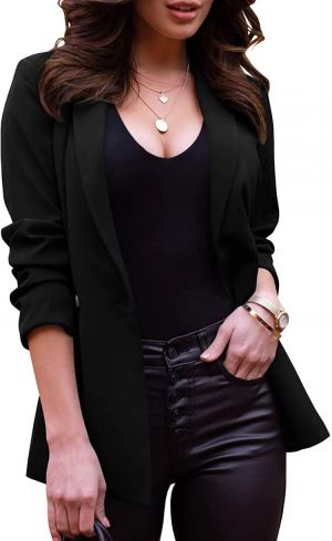 Women's Casual Blazers Open Front Long Sleeve Business Lapel Button Work Office Jackets