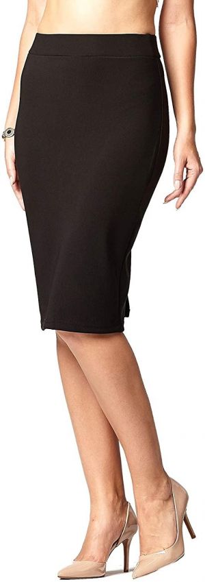 Premium Women’s Pencil Skirt - Elastic Waist - Stretch Bodycon Midi Skirt - Many Colors