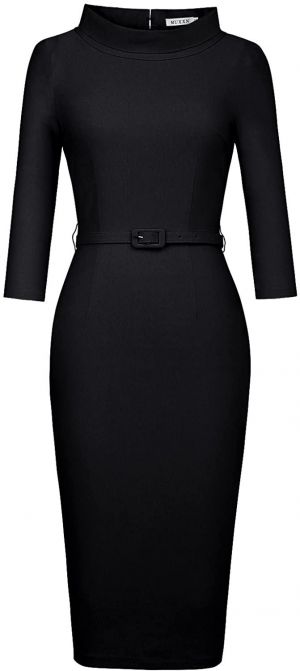 MUXXN Women's 1950s Vintage 3/4 Sleeve Elegant Collar Cocktail Evening Dress