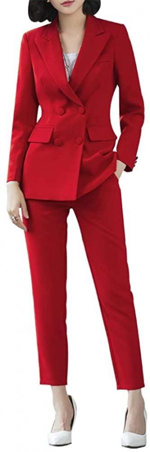 LISUEYNE Women’s Two Pieces Blazer Office Lady Suit Set Work Blazer Jacket and Pant