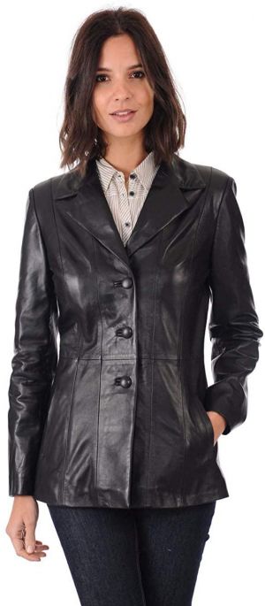 SKINOUTFIT Women's Leather Blazer Casual Lambskin Genuine Leather Coat 14