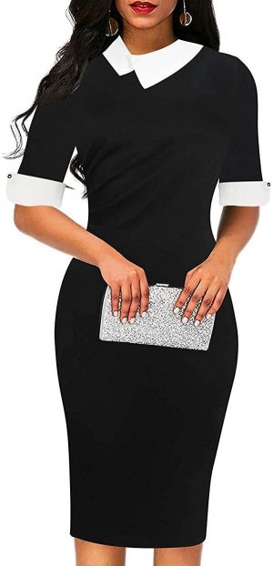 all in one place בגדי נשים oxiuly Women's Retro Bodycon Knee-Length Formal Office Dresses Work Pencil Dress OX276