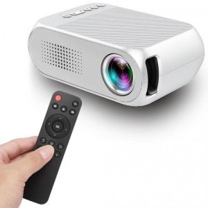 Home Mini LCD Projector USB Portable Home Theater Player HD 1080P Home Cinema System Audio with Remote Control 100-240V White