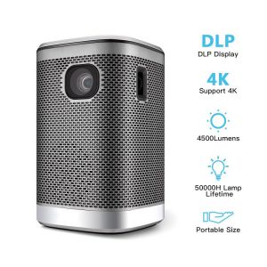 Mini Portable Projector DLP Video Movie Projector Home Theater 4500Lumens Touchpad/Remote Control Support Sync Screen